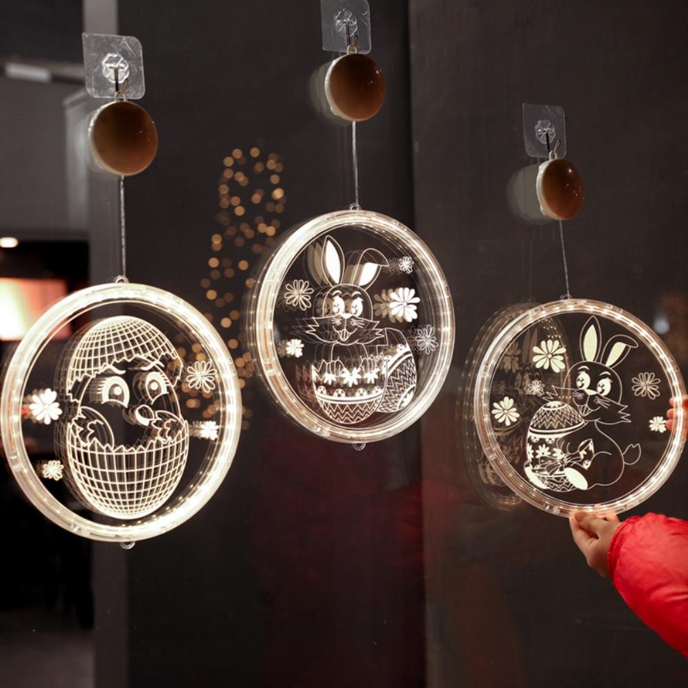 Oster-LED-Lichter mit Saugnäpfen Fensterhänge-Dekolichter 3D Acryllichter für Zuhause