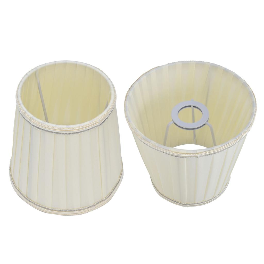 Fabric Lampshade Beige Silver Edge Craft European Style Simple Lamp Shade for E14 Screw Candlestick