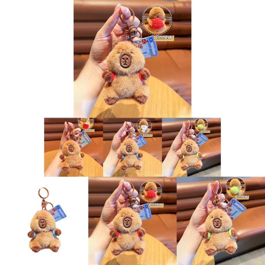Adorable Jinnew Capybara Plush Keychain Accessory Sports Theme Cute Gift Idea