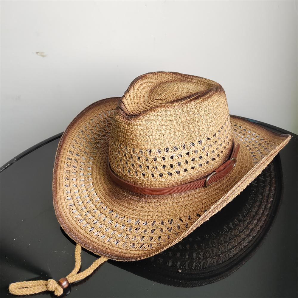 Holllow Cowboy Straw Hat Women Men Summer Handmade Vintage Hollow Western Brim Sun Protection Fisherman Mountaineering Bohemian