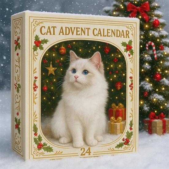 Kattejulekalender 24 Dager Nedtellingskalender til Jul Søte Akryl Kattungepynt Juledekor for Katteelskere