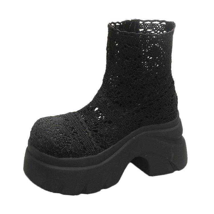 Fashion 10CM Platform Women's Ankle Boots Mid Heels Fashion Winter Shoes Designer Chelsea Boots New Goth Trend Walking Short Mujer Botas