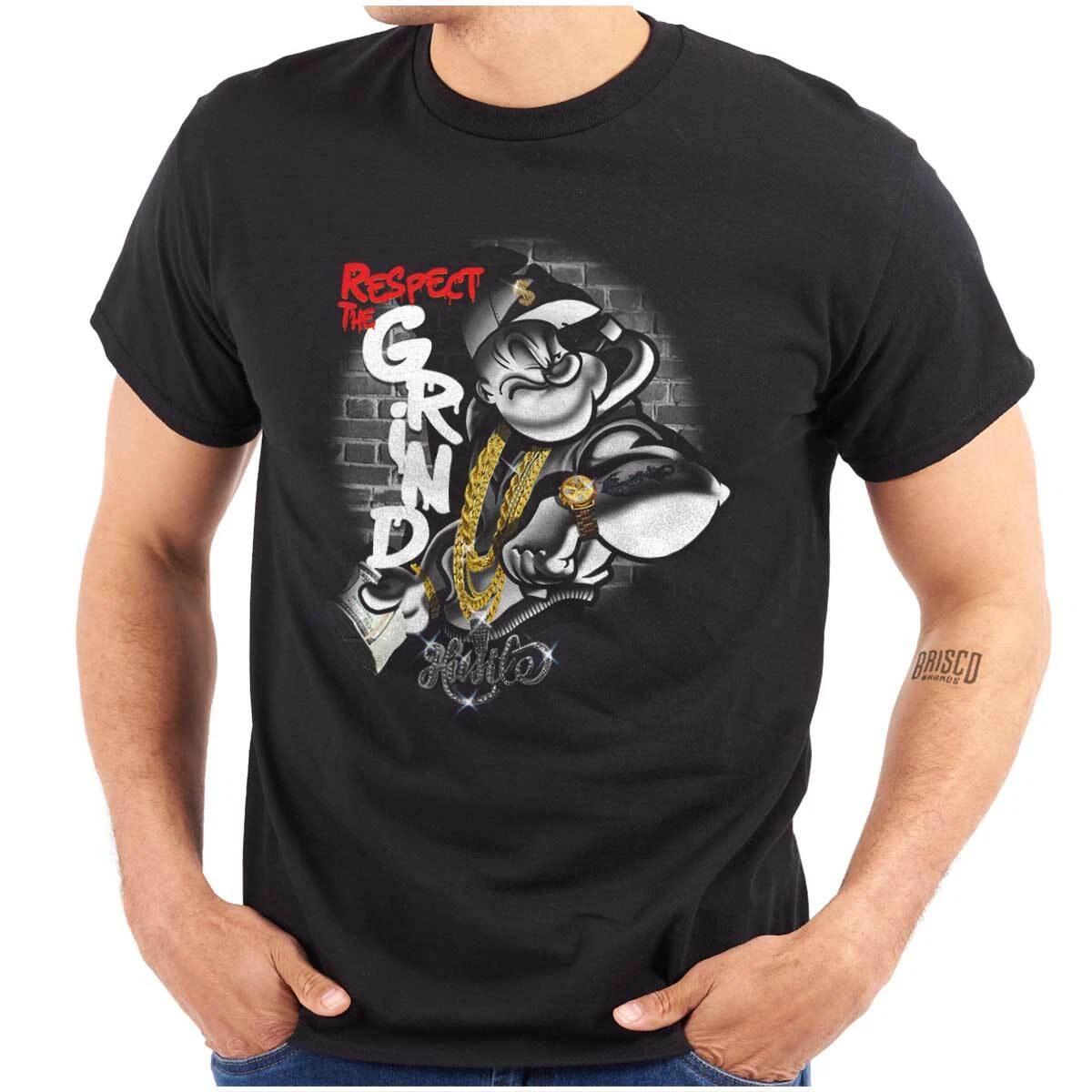 Urban Popeye Hustle Bling Respect the Grind Womens or Mens Crewneck T Shirt Tee XXXXL