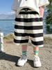 Boys Summer Striped Capri Shorts Loose Fit Breathable for Spring and Summer