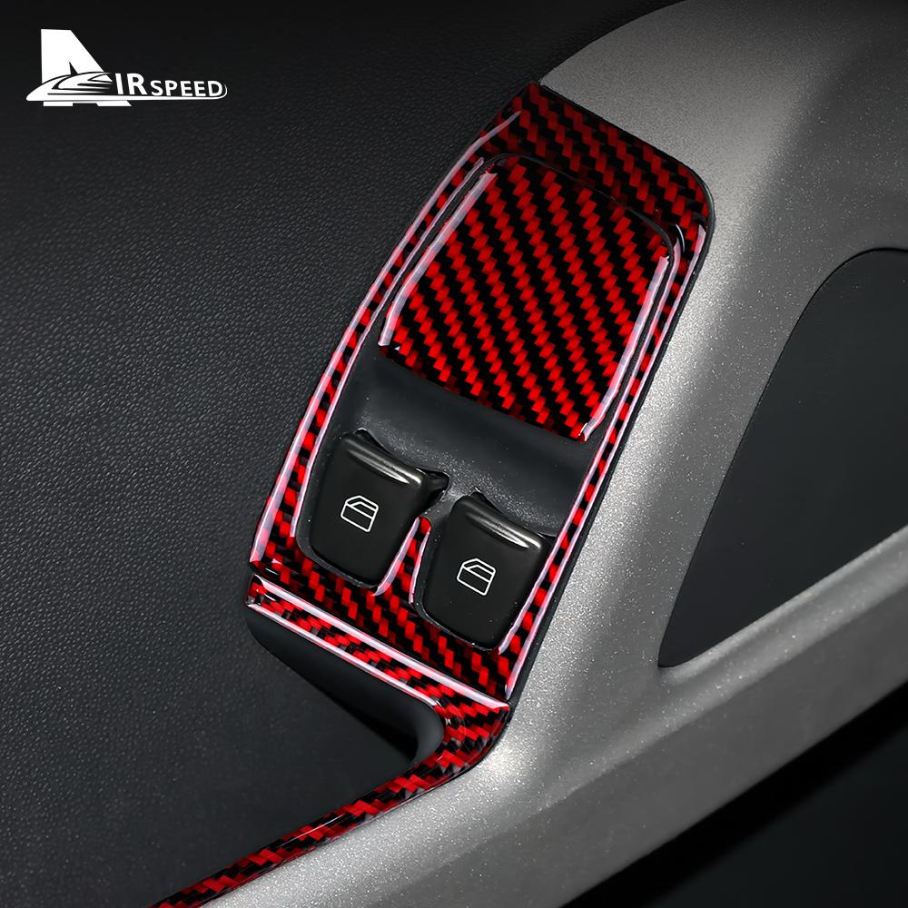 Real Soft Carbon Fiber for Mercedes Benz Smart 451 Fortwo 2008 2009-2014 2015 Car Door Window Lift Switch Button Panel Sticker
