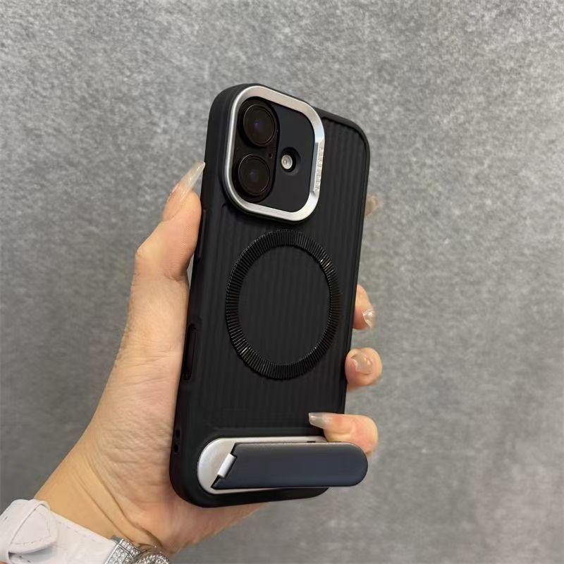 Magnetický Neviditelný Stojan Pouzdro na Telefon pro Apple 16pro Ochranné Pouzdro pro IPhone15max Pouzdro 14 Měkká Šňůrka