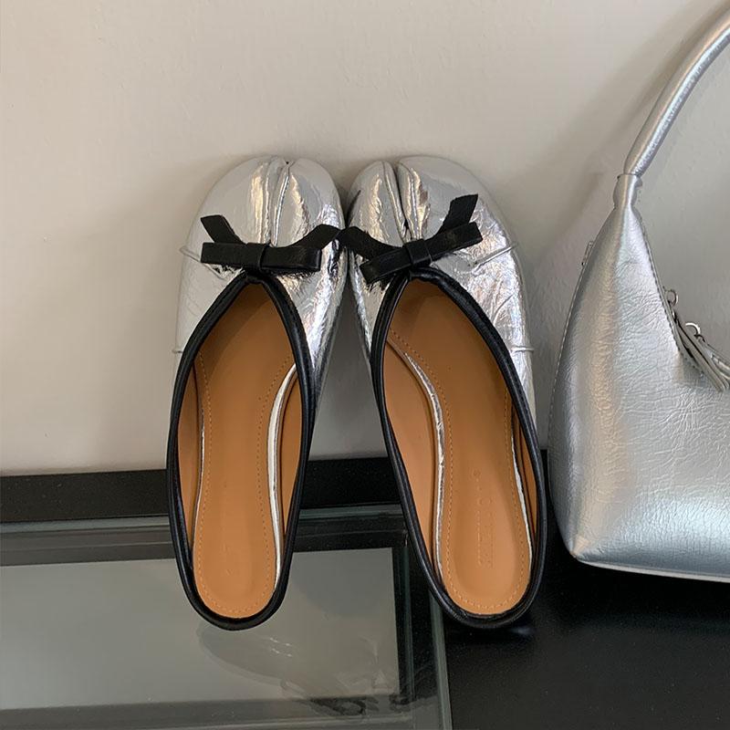 Fashion Female Shallow Footwear Strange Toe Ladies Flats With Shoes Soft Fashion Butterfly-Knot Flats Shoes Slides Women Mules