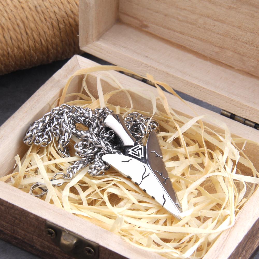 Colier Viking pentru Bărbați Oțel Inoxidabil Bijuterii Mitologie Nordică Pandantiv Amuletă Odin Colier Lance Vikingă