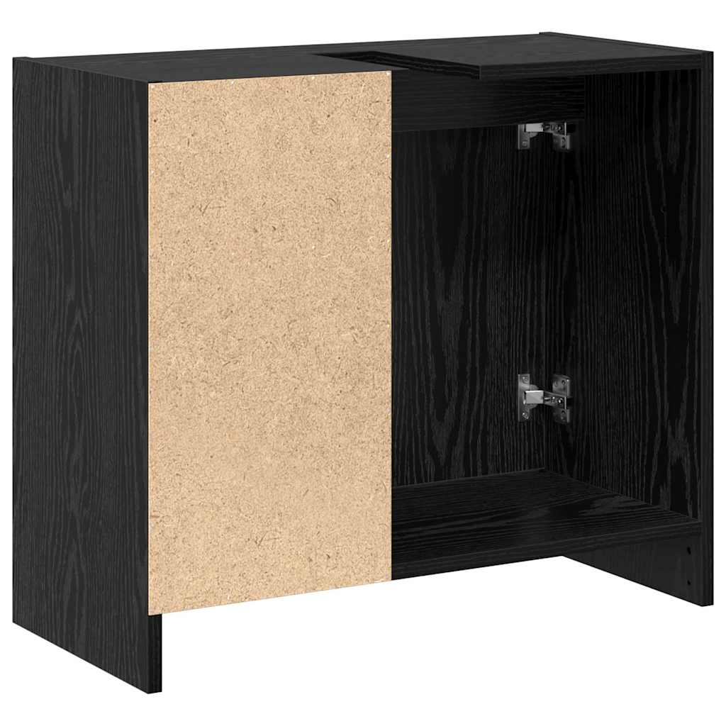 Bathroom Cabinet with Door Black Oak Effect 63 x 29 x 55 cm
