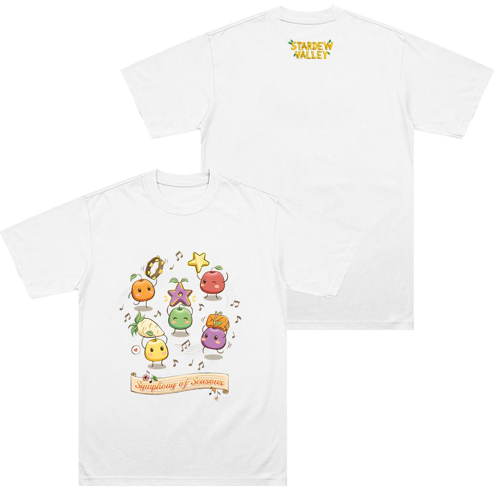 Stardew Cartoon Print TShirt Junimos Symphony of Seasons Natural TShirt Unisex Comfortable Men Cotton Clothing Y2K Tee Shirt L