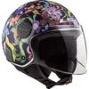LS2 Casque moto jet Sphere Lux Bloom déco - Noir