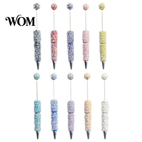 Creative DIY Pen Beadable Pen, Rhinestone Faux Pearl Ballpoint Fancy Glitter Personalized Gift for Crafting, Student Stationery Office Writing