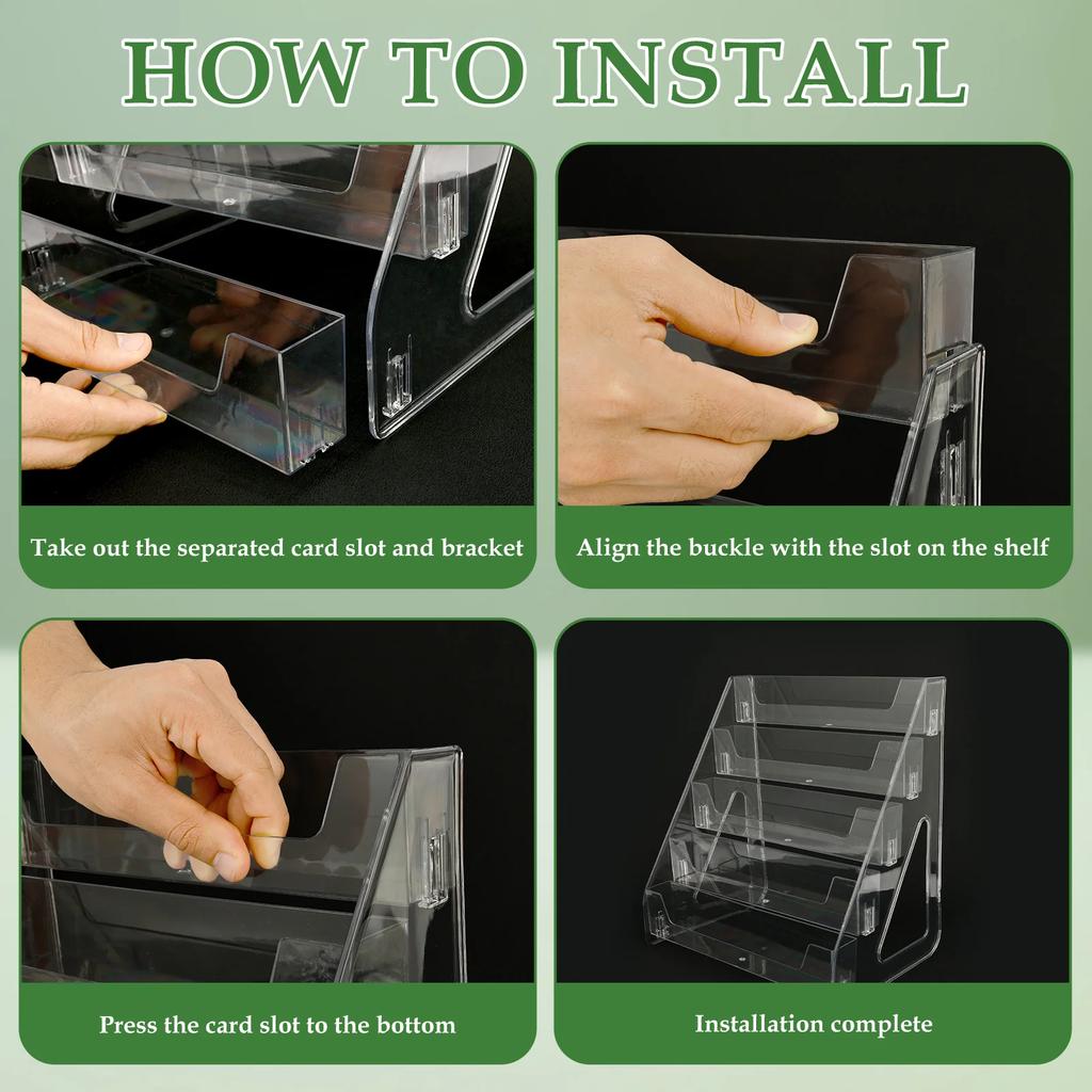 5 Tiers Greeting Card Display Stand Transparent Acrylic Sticker Holder Desktop Bookmark Brochure Magazines Journals Storage