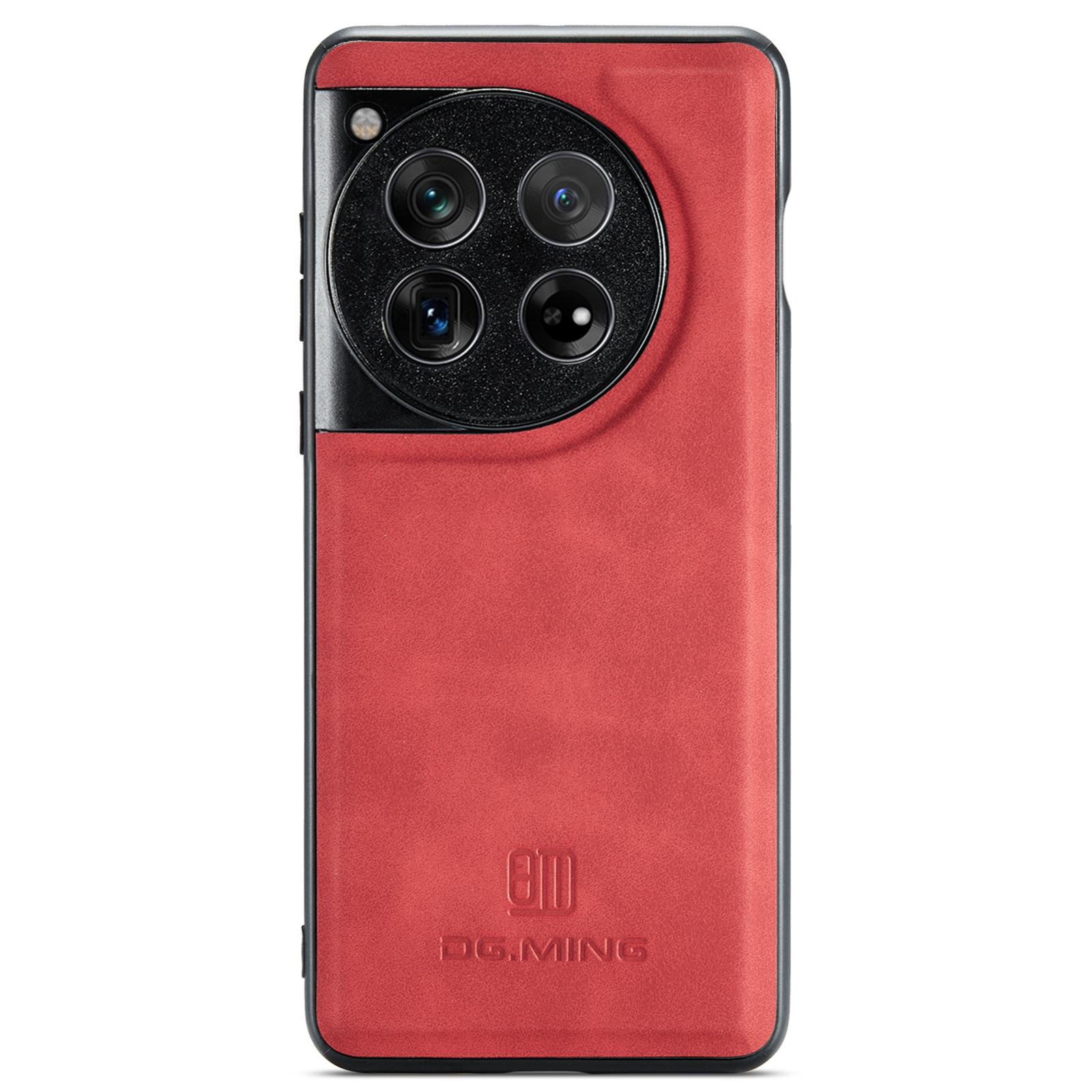 

DG.MING For OnePlus 12 5G Case Leather+PC+TPU Anti-Drop Phone Cover Red