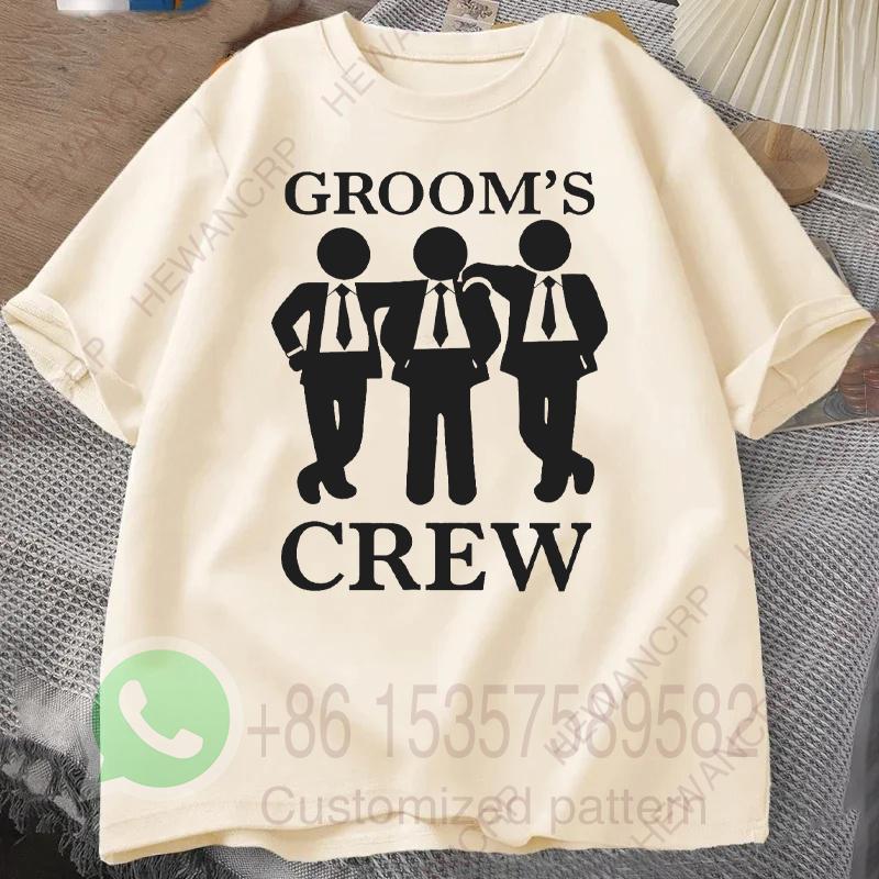 Groom Crew Tshirt Mens Tracksuit Cotton Casual Sportswear Crew Neck Pullover Short Sleeve Tops Breathable Summer Streetwear