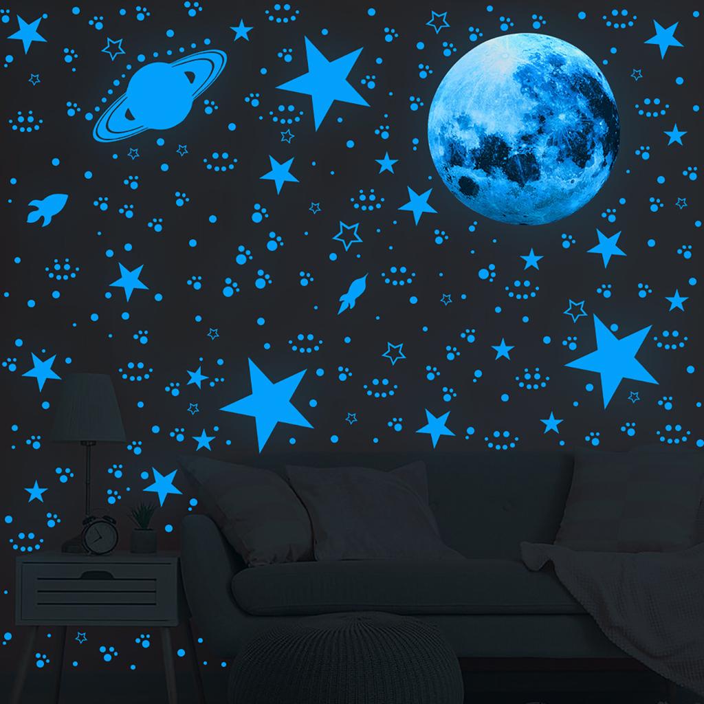 947Pc Luminous Moon Stars Wall Stickers Glow In The Dark 3D Bubble Dot Star For Kids Room Ceiling Decor Fluorescent Wall Sticker