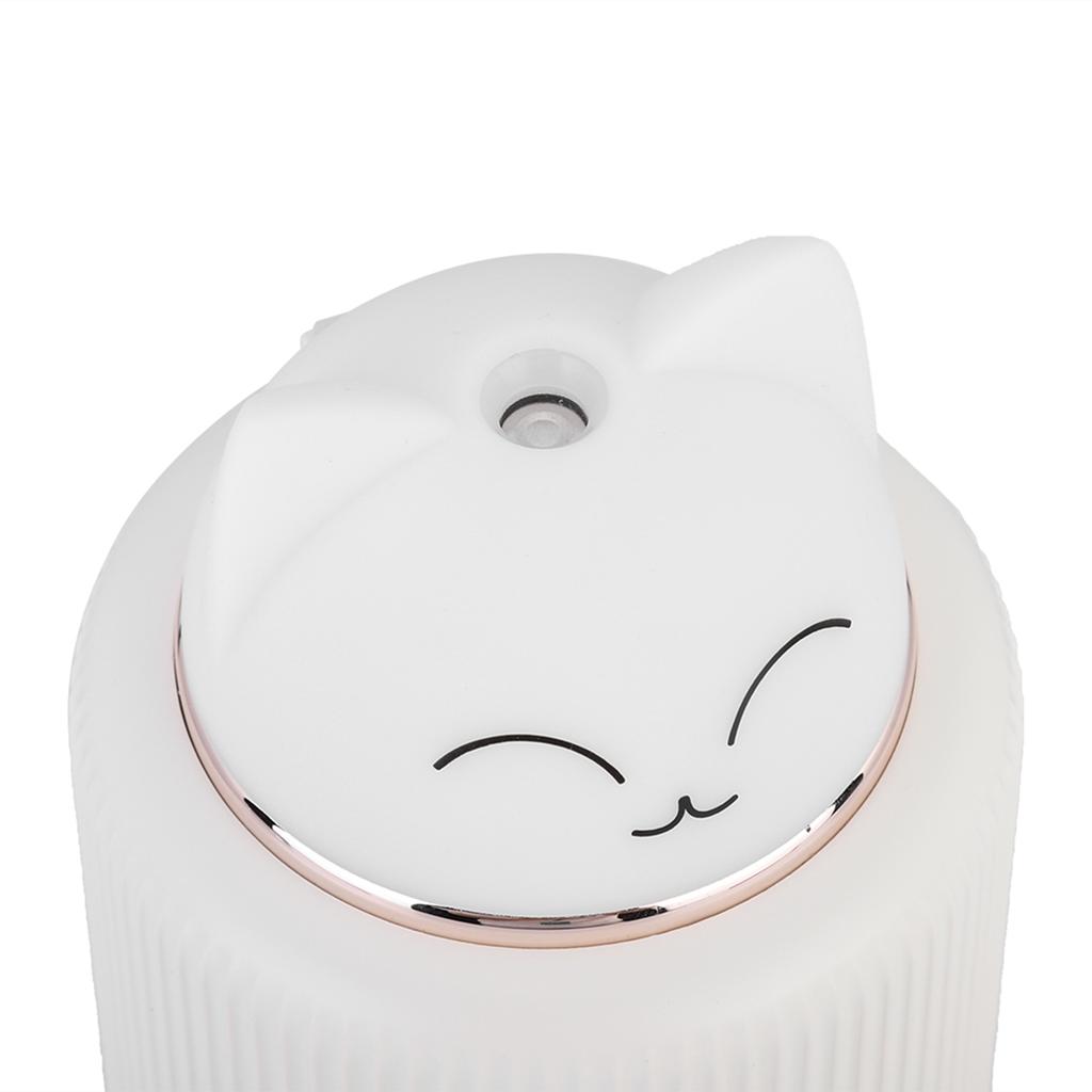 White Plastic 300ML Cat Ultrasonic   Humidifier USB Mist Mistorizer Household LED Night Light