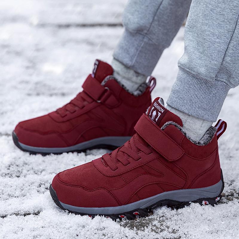 High-top large cotton shoes, winter velvet thickened warm cotton boots, medium walking sports shoes