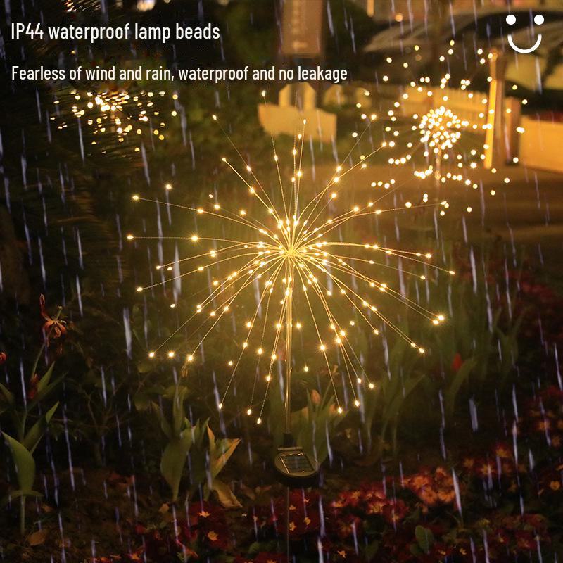 Solar LED Firework Dandelion Garden Light String - Copper Wire, Multicolor