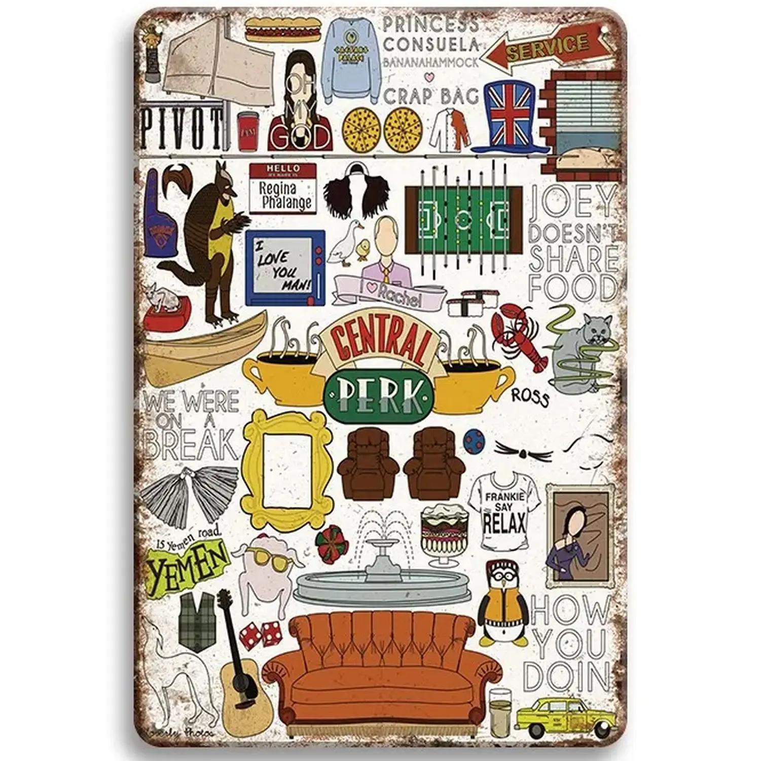 

Телешоу Central Perk Friends металлические знаки декоративный плакат для кафе бар паб клуб жестяная вывеска декоративные таблички живопись настенное украшение 20x30 cm