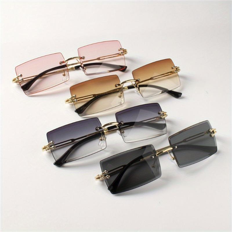 

4pcs Trendy Rimless Metal Stylish Eyeglasses for Female - Fashion Compact Rectangular FramesAccentsPerfect for Stylish Accessories
