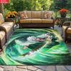 Anime Swordsman Area Rug, Green Wind Theme Non-slip Floor Mat,Decorative Carpet for Gaming Room Bedroom,Washable Home Decor Gift