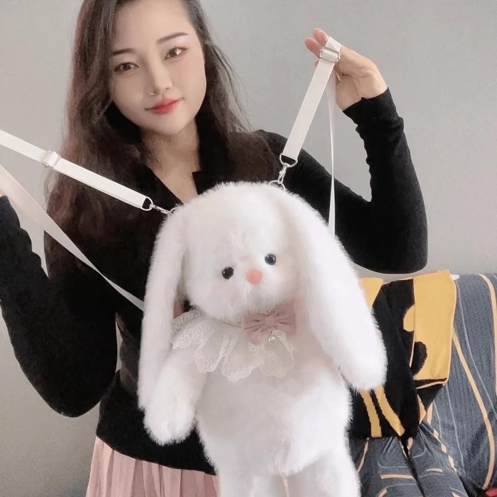 Plush Bunny Backpack For Kids With Cartoon Design And Soft Material For Daily Use