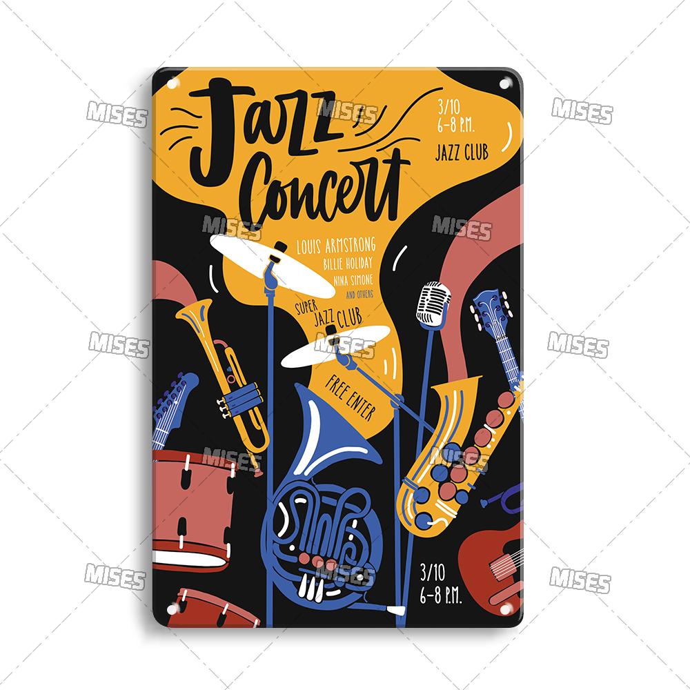 DORA Tin Sign MISES Music Metal Plate Rock Metal Plaque Vintage Metal Poster Bar Club Home Decorative Plate Musical Instrument Metal Sign