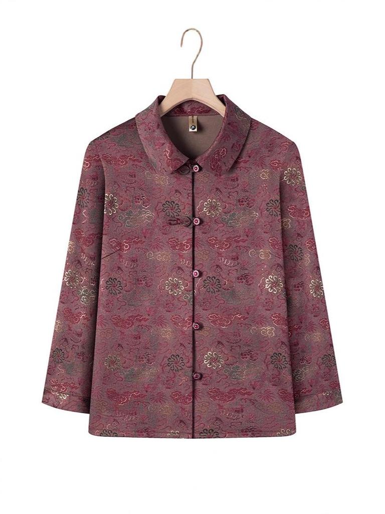 Autumn Long-Sleeve Lapel Shirt for Middle-Aged & Elderly Women