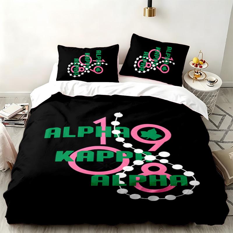 Alpha Kappa Alpha Sorority 3pc Set Perfect for Bedroom Use Comfortable Bedding Set Includes a Duvet Cover and Two Pillowcases Ideal Birthday or Christ