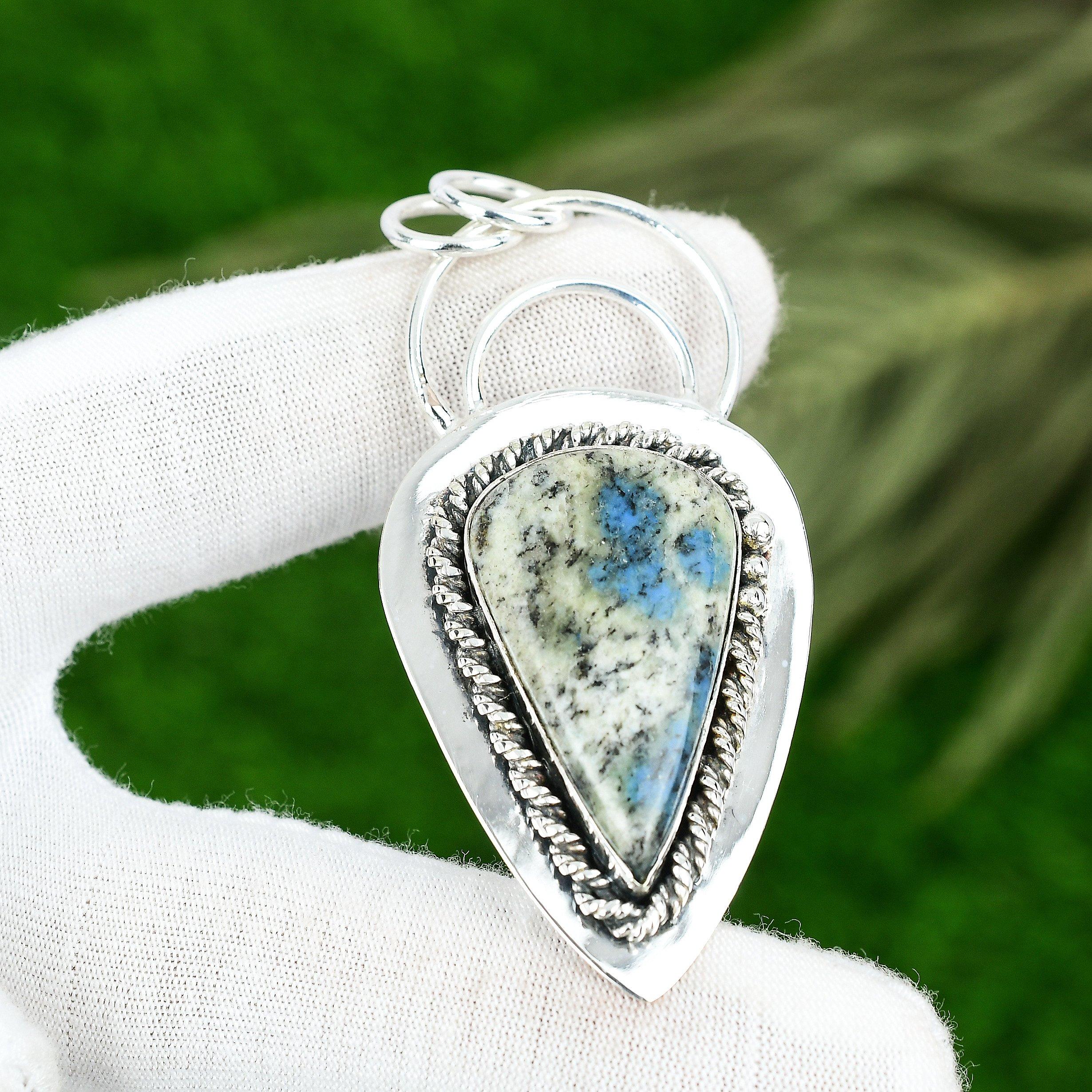 

Friendship Day Deal K2 Jasper Gemstone 925 Sterling Silver Handmade Wife Pendant