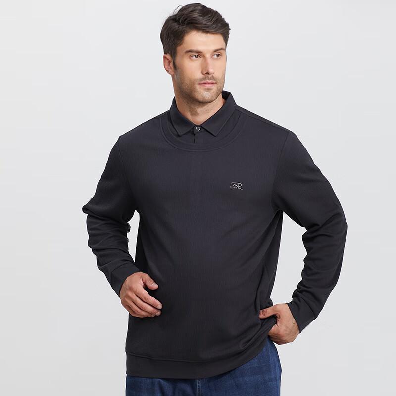Dibenze Herren Übergröße Faux Layered Polo Sweatshirt