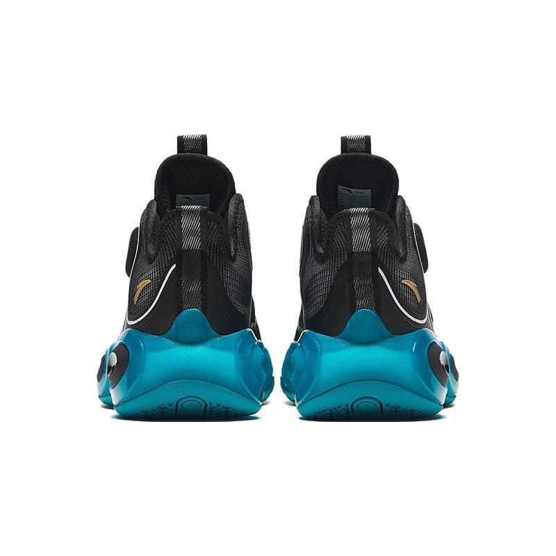 Anta Shaped 3 Comfortable Sports Shock Absorbing Wear Resistant Breathable Mid Top Basketball Shoes Kids Sneakers Black White 312331102-4