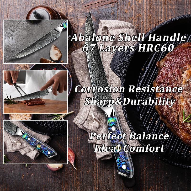 5.5 Inch VG10 Japanese Damascus Steel Steak Knife Meat Beef Chef Kitchen Petty Knives Cutlery