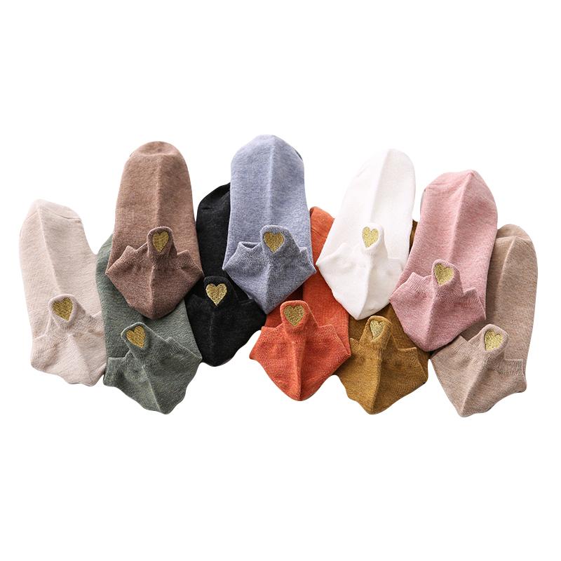 Women Cotton Ankle Socks New Fashion Spring Color Novelty Girls Cute Heart Embroidery Casual Funny Short Socks