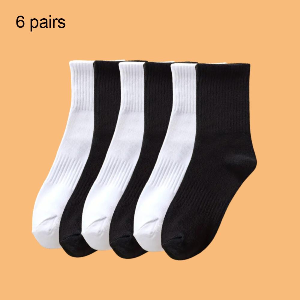 4/6 Pairs Solid Colour Socks Black White Multiple Style Soft Breathable Sports Ankle Men's Women's Summer Autumn Business Socks