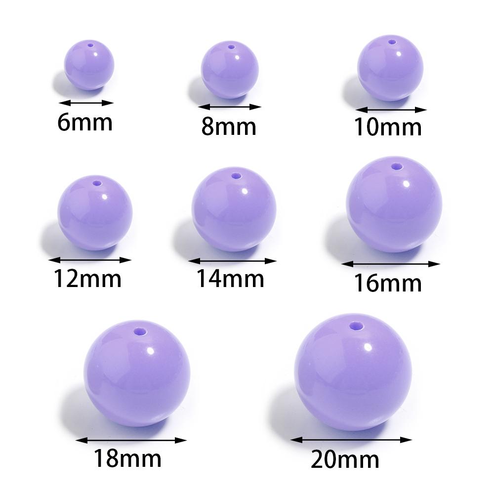 50-100Pcs/Lot 6-12mm Solid Color Round Acrylic Beads Loose Spacer Beads For DIY Keychains Decoration Handmade Crafts Accessories