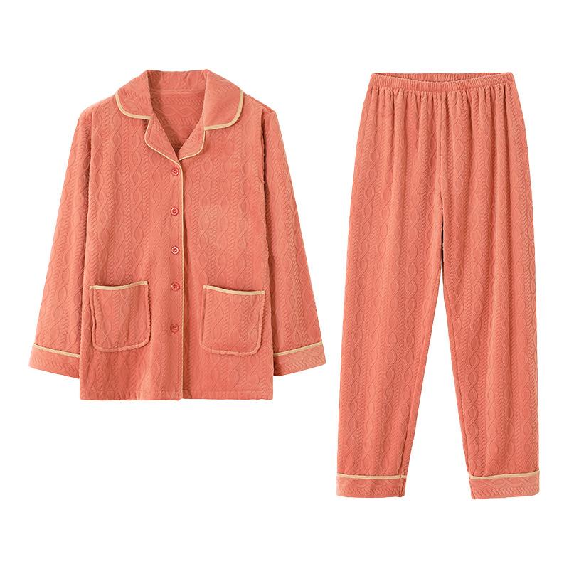 Pajamas Women'S Coral Fleece Thickened Fleece Women'S Winter Island Fleece Autumn And Winter Flannel Winter Loungewear