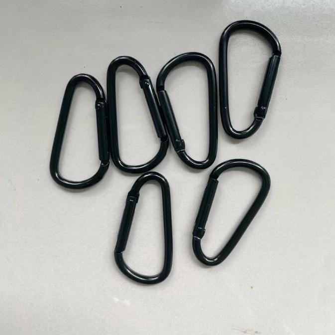 10pcs Black Aluminum Carabiner D-Ring Key Chain Clip Camping Keyring Snap Hook Outdoor Travel Kit Camping Equipment