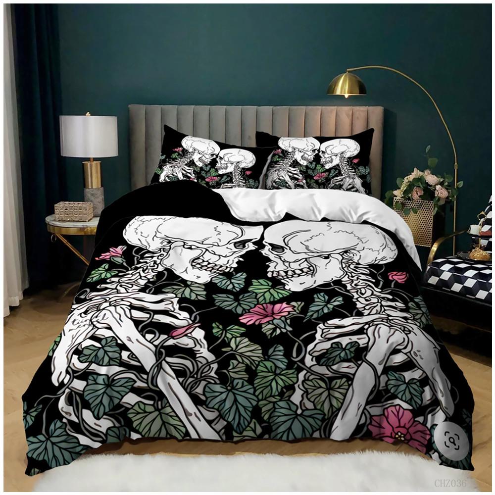 

Comforter Skull Bedding Set Halloween King Kidtwin Full Queen Bedroom Set All Saints Day Home Textile Housse De Couette Comforter (quilt)-EU Single(135*200cm)3pcs