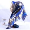 Silk Square Scarf Women Floral Print Embellished Rhinestone Cutwork Woven Headwrap Lightweight Accessory Street Style