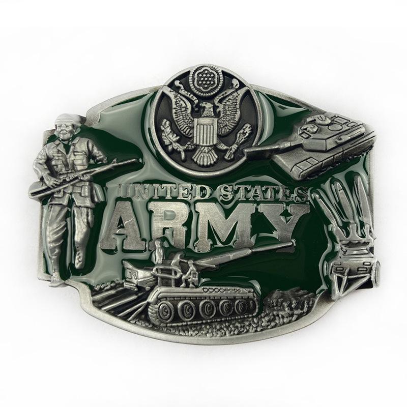US Army Retro Tank and Missile Punk Belt Buckle for Western Jeans