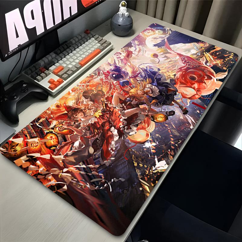 Mousepad Large Gaming Anime Touhou Project Mouse Pad LockEdge Gaming Computer Accessories Black and White Keyboard Desk Mat