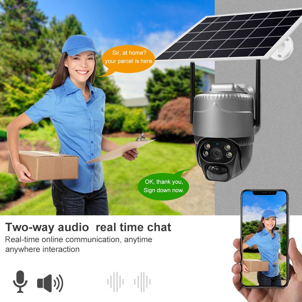 New 5MP HD Solar Camera 4G/WIFI Outdoor 4G Sim Built-in Battery Telecamera PTZ Auto Tracking Home Security Protection CCTV Camera