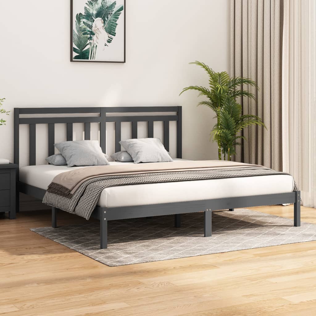Solid Wood Bed Gray 200x200 cm