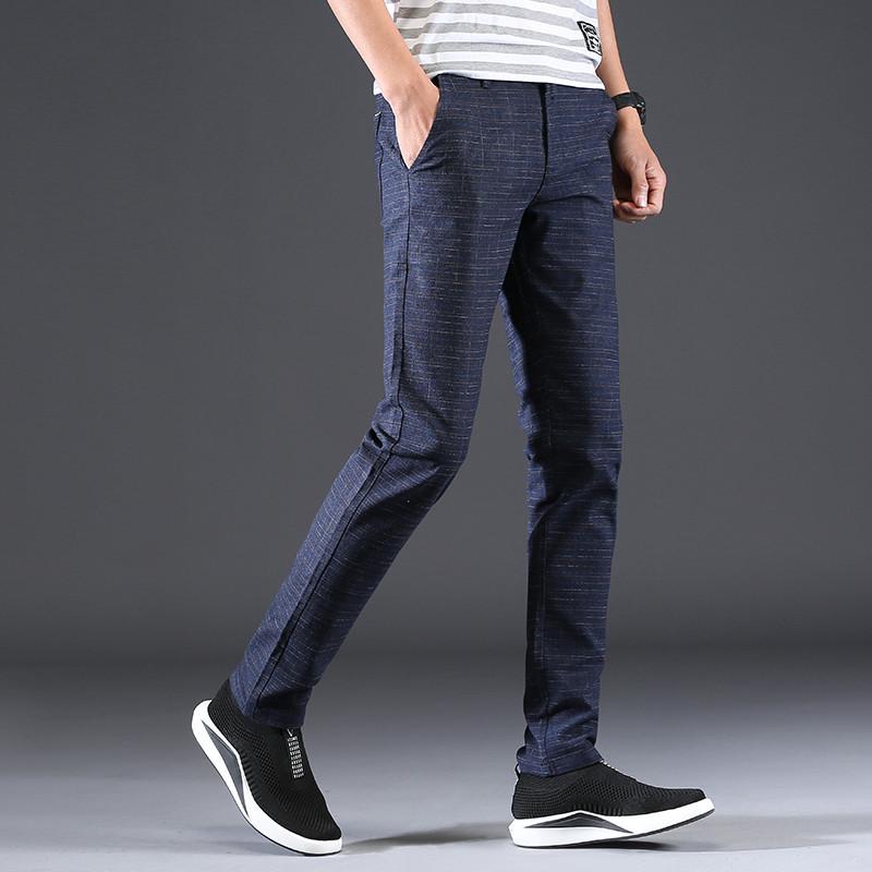 

Мужские облегающие повседневные брюки в клетку - Высокое качество, слегка эластичные брюки 32 (25 inches) 140 lbs