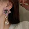 Elegant Flower Drop Earrings Exquisite Vintage Earrings Fashion Flower Rhinestone Earrings  Women