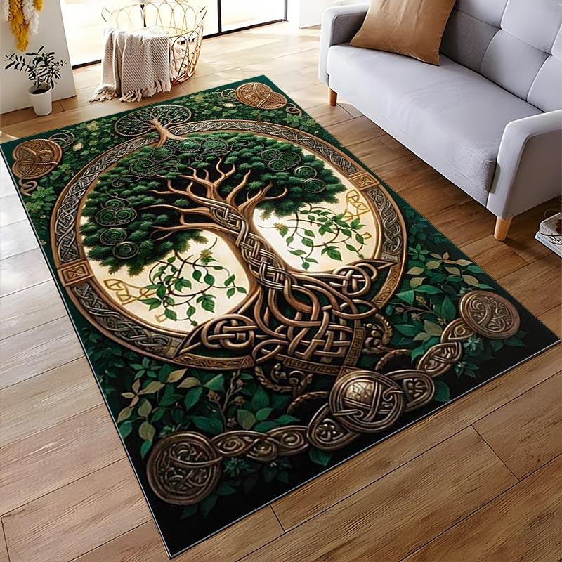 Tree of Life Celtic Design Green Carpet for Living Room Decor Suitable for use as an anti-slip for living room bedroom sofas