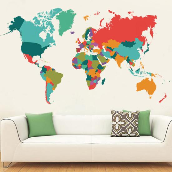

60x107 см красочная наклейка с изображением мира, карта, водонепроницаемая настенная домашняя наклейка, декор для гостиной