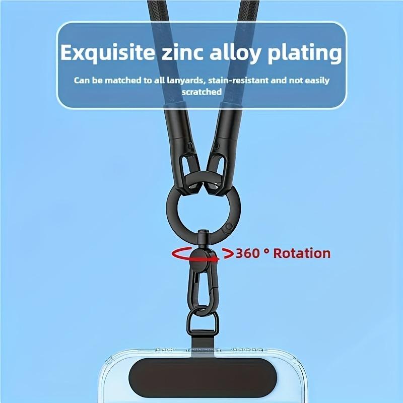 Stainless Steel Phone Lanyard Clip Patch 360° Rotatable Anti-lost Phone Case Hanging Rope Snap Detachable Ultra-thin